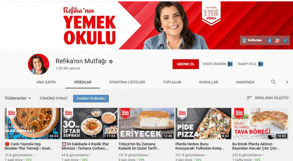 Refika Birgül'ün resmi YouTube Kanalı
